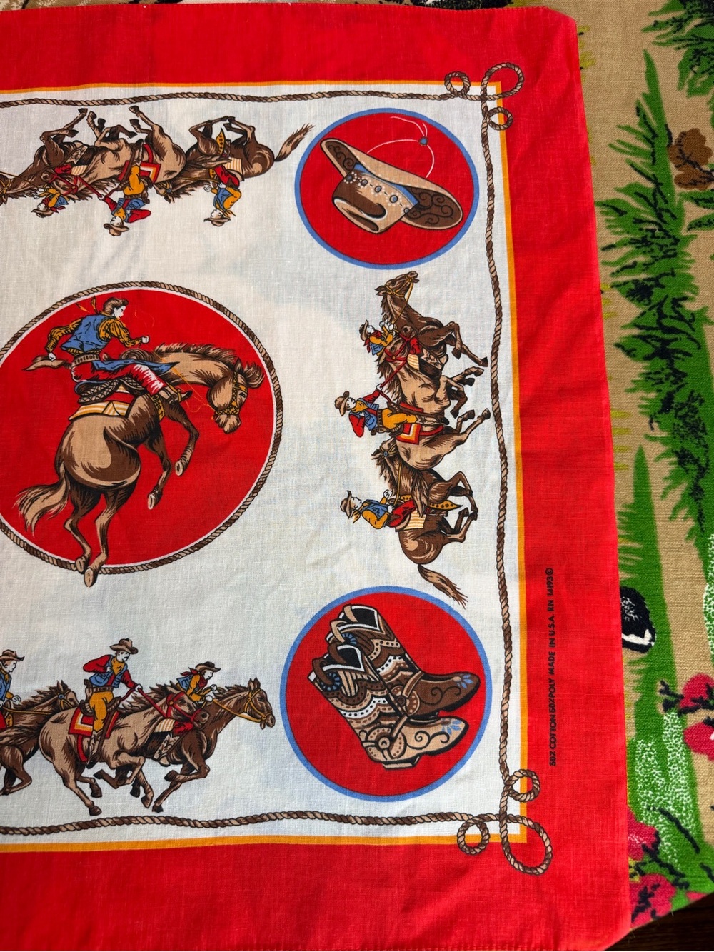 Vintage Western Bandanna Made in the USA Rodeo Print - Picture 5 of 8